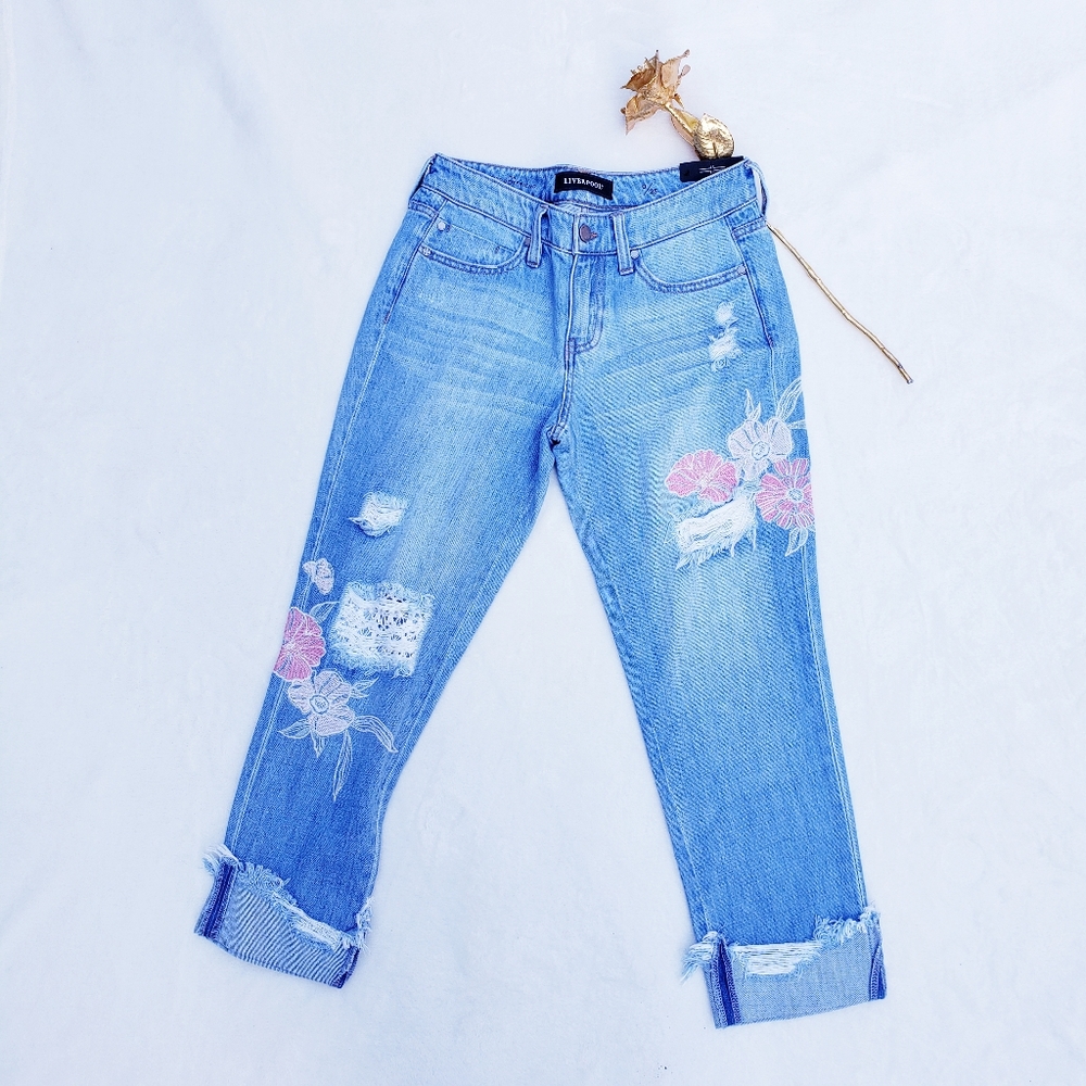 LIVERPOOL The Crop Boyfriend Floral Jeans